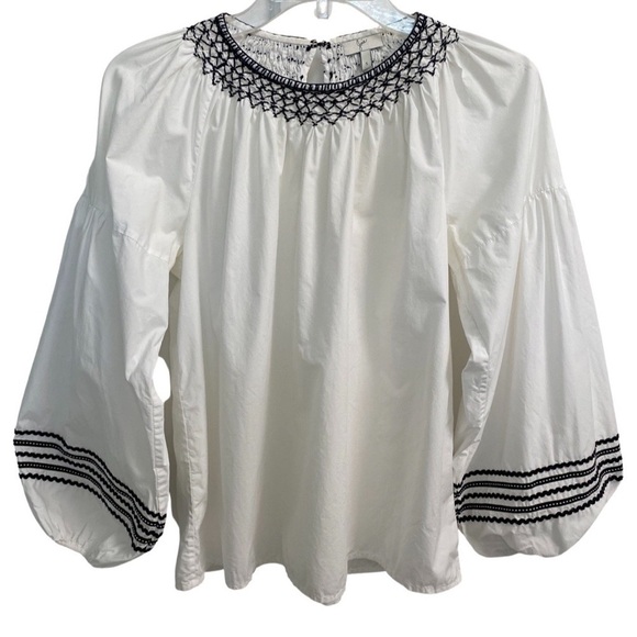 Joie Ghada Smocked Top Black and White Size Small - Picture 5 of 10